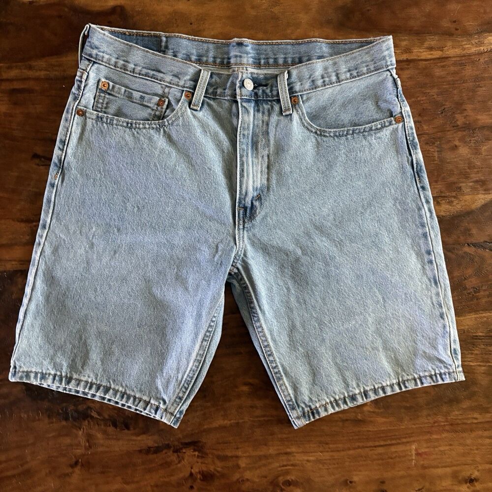 Levi’s 405 Light Blue Denim Shorts Jorts Mens 34 Flat Front 5-Pocket Casual